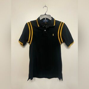 Polo by Ralph Lauren Black RL Rugby Tiger Patch Shirt Yellow Details Boys Sz L